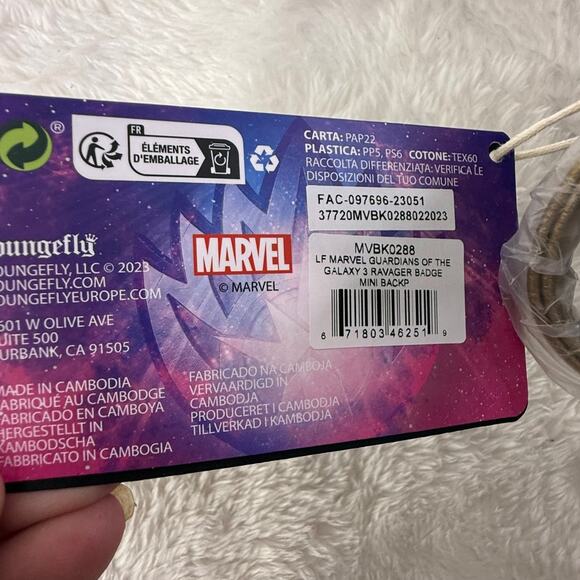 Loungefly Marvel Guardians of the Galaxy Vol 3 Ravager Badge Mini Backpack NWT